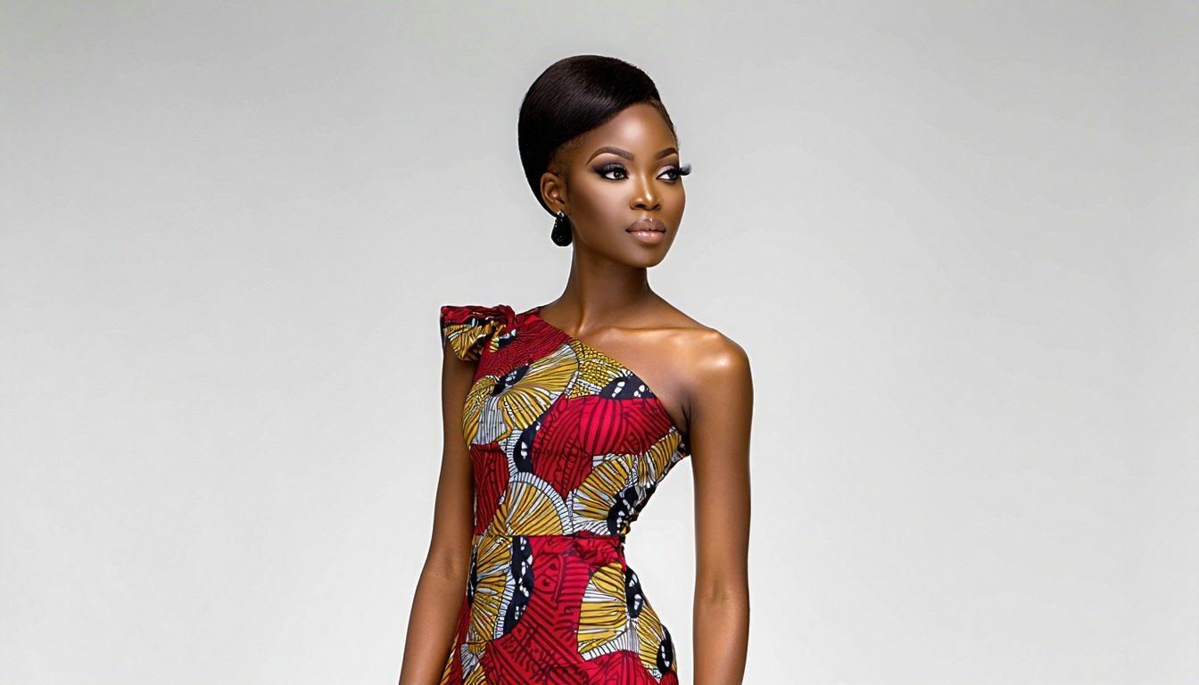 Elegant African print dress designed for modern professionals