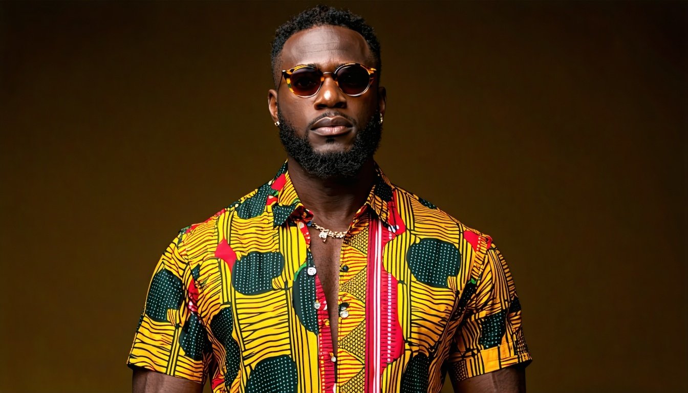 Vibrant men’s African print shirt representing cultural heritage