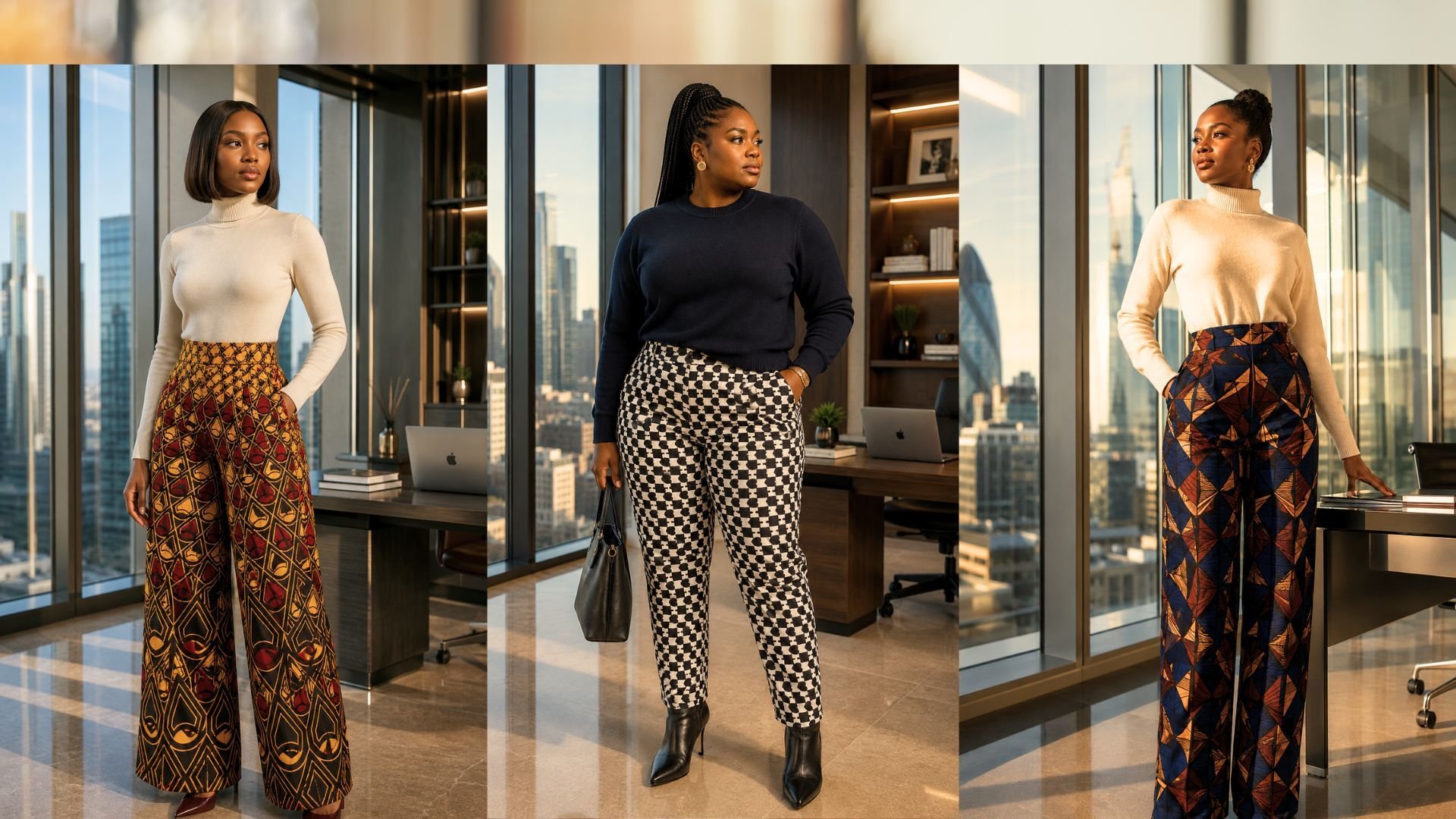 Ankara Trousers with Knitwear UK Office Styling Guide for Corporate African Print Pants